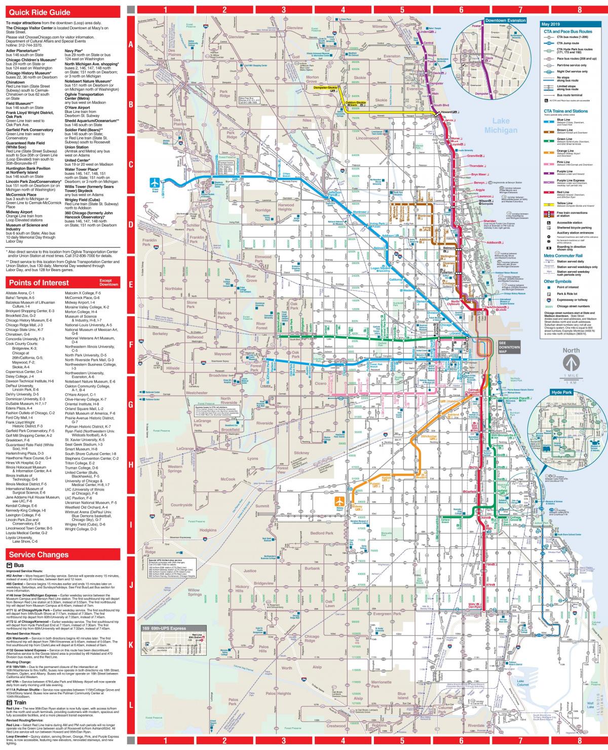 Plan des stations bus de Chicago