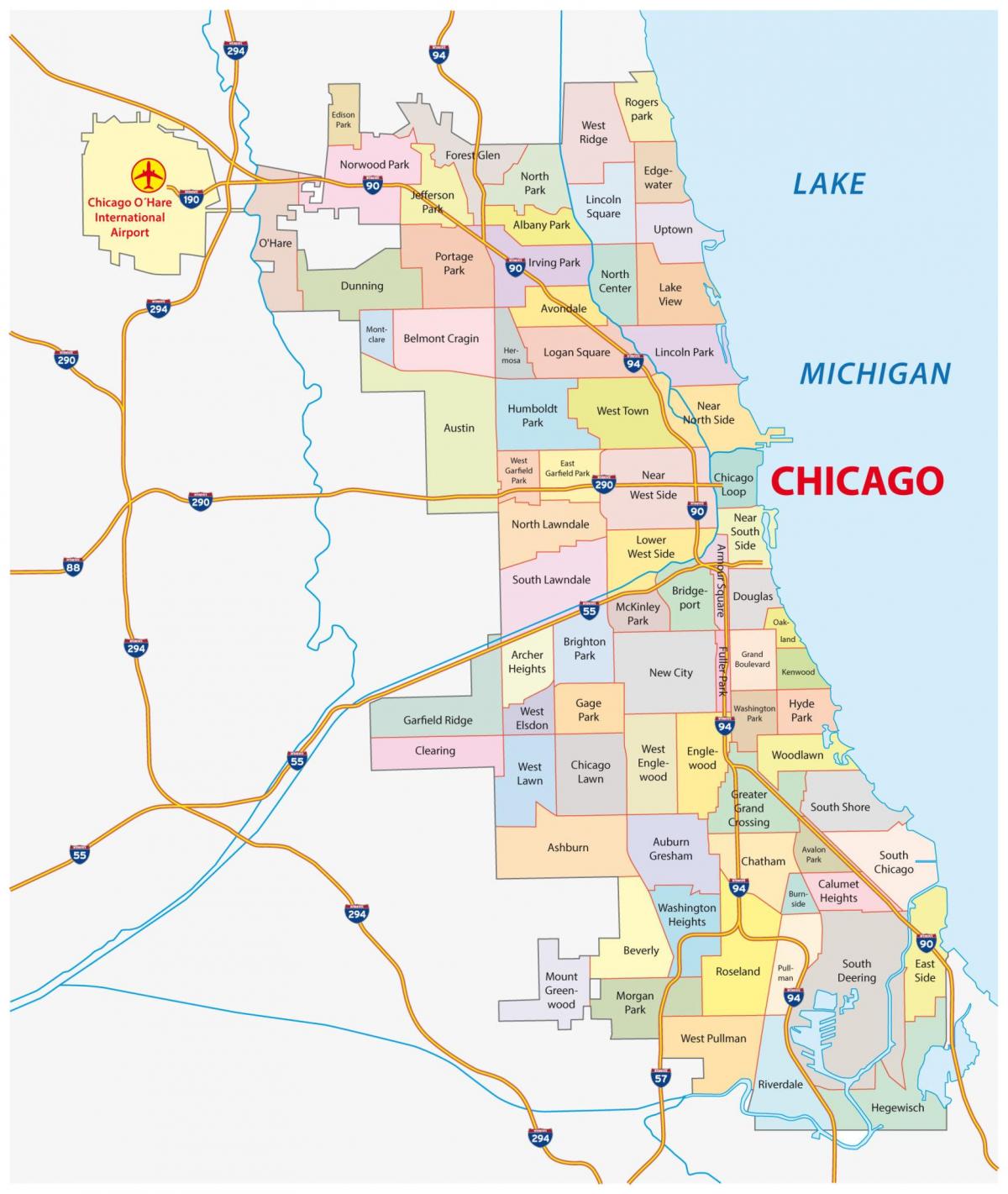 Plan des quartiers de Chicago