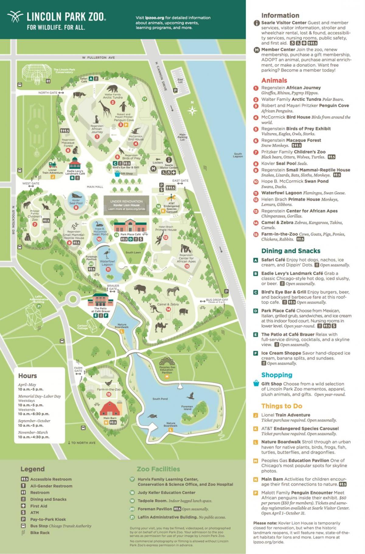Plan du parc zoologique de Chicago